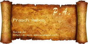 Prasch Ambos névjegykártya